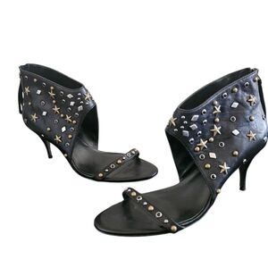 Ash Black Leather Studded Stiletto Heels Size 38 /8